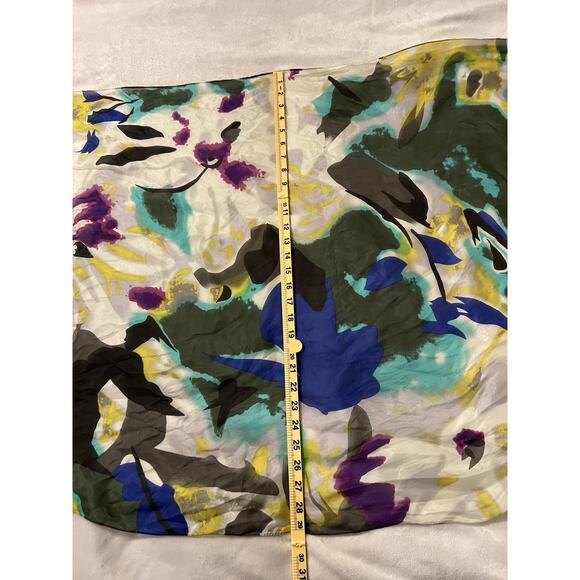 Yala | Vtg 100% Silk Scarf | Abstract Floral | Approx 29 X 64 - Picture 4 of 5